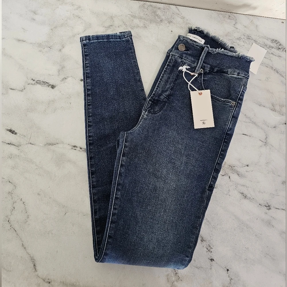 Good American High Rise Good Legs Skinny Extra Stretch‎ Dark Blue Jeans 26 NWT